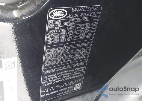 2025 Land Rover Range Rover Velar P400 Dynamic Se from USA, damaged, VIN SALYL2FUXSA808183